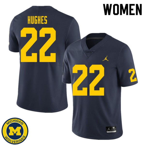 Womens University of Michigan #22 Danny Hughes Navy Official Game Jersey